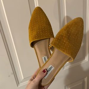 Yellow studded Steve Madden flat mules